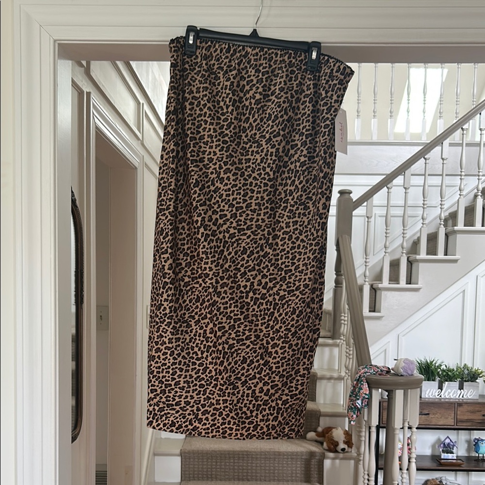 Isabel Maternity by Ingrid & Isabel Leopard Print Midi Skirt - Tan & Black